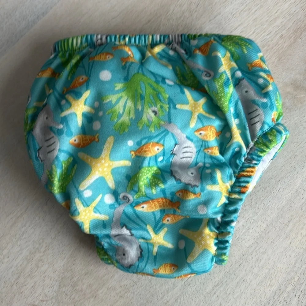 i play. by green sprouts baby boys Reusable Swim Diaper Aqua fish 6 Months